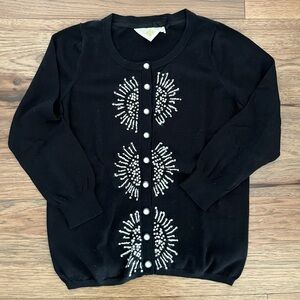 Anthropologie Black Beaded Women's Sweater